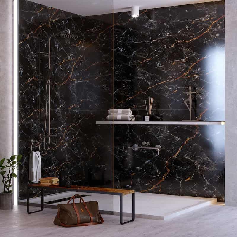 کاشی حمام و دستشویی مشکی طلایی با دوام و زیبایی بالا